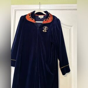 Christian Dior Velvet Robe navy Gold Long Size S